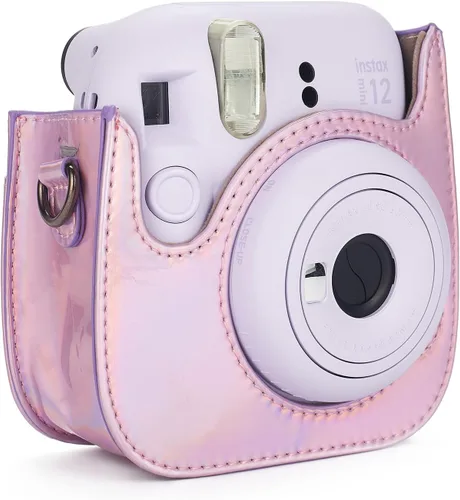 Miniatura 4 de Instant Mini 12 Funda Protectora para Cámara para Fujifilm Instax Mini 12/11, Funda Bolsa de Cámara de Cuero PU Premium con Bolsillo y Correa rosado