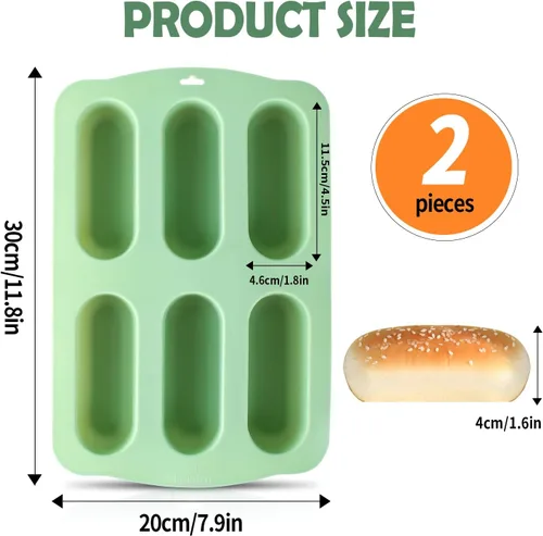 Miniatura 2 de QELEG 2 piezas de molde para tartas Twinkie, molde antiadherente de silicona para bollos para perros calientes para hornear cocina