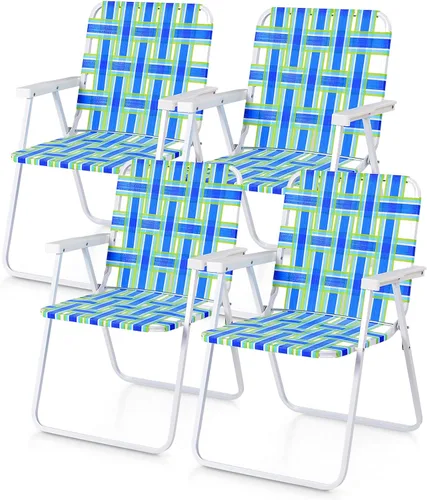 Miniatura 7 de HAPPYGRILL Juego de 2 sillas plegables, sillas de comedor portátiles y ligeras para patio, jardín, playa, fiesta