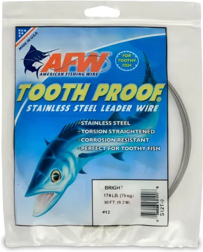 Miniatura 61 de AFW Alambre Líder Duro de Una Hebra de Acero Inoxidable a Prueba de Dientes - Brillante y Camuflaje para Tiburón, Barracuda, Caballa Real, Wahoo