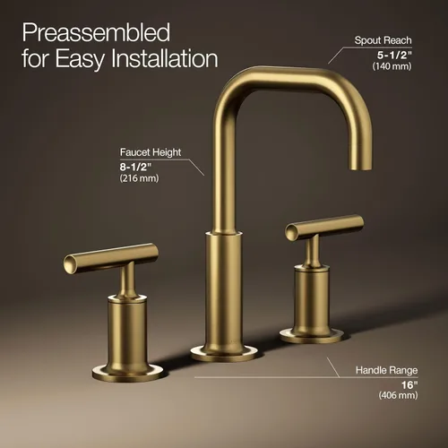 Miniatura 3 de Kohler 14406-4-2MB Purist® Grifo generalizado para lavabo de baño con manijas de palanca, 1.2 gpm, latón cepillado vibrante moderno