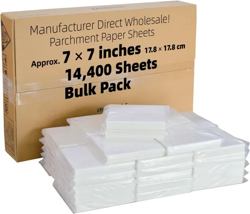 Miniatura 21 de Cuadrados de papel pergamino pequeños comerciales de 4 x 4 pulgadas (43,200 hojas), sin blanquear, antiadherentes, precortados, para envoltorios