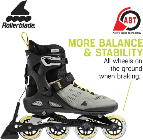 Miniatura 3 de Rollerblade Macroblade 80 ABT - Patines en línea para hombre, color plateado y amarillo neón, patines en línea de rendimiento