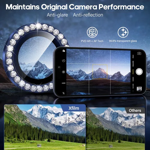 Miniatura 4 de Protector de Lente de Cámara Bling para iPhone 17 Pro / 17 Pro Max, Anillo de Metal con Diamante Individual con Dureza 9H, Protector de Pantalla