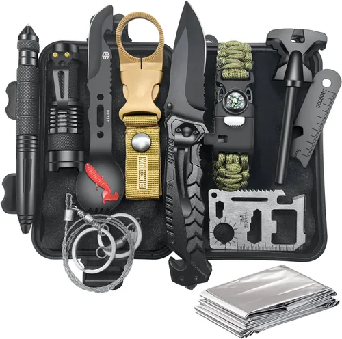 VEITORLD Gifts for Men Dad Husband Him Fathers Day, Survival Gear and Equipment 12 in 1, Survival Kits, Cool Unique Fishing Hunting Anniversary