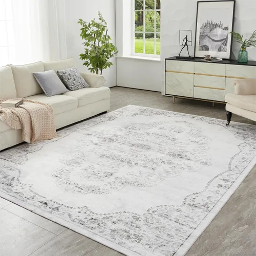 Miniatura 161 de Syalife 4x6 Alfombra Lavable para Área, Ultra Suave Antideslizante, Pila Baja, Alfombra Vintage Resistente a Manchas para Sala de Estar, Alfombra