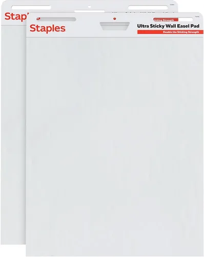 Miniatura 2 de Staples Almohadilla de caballete de pared ultra adhesiva, 25 x 30 pulgadas, 30 hojas/bloc, 2 almohadillas/paquete (ST62841)