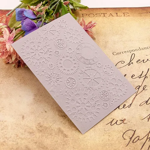 Miniatura 6 de Qoiseys Carpetas de plástico con rueda de engranajes para hacer tarjetas, plantilla de máquina de gofrado, plantilla de papel para manualidades