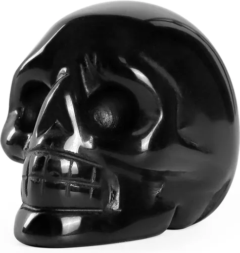 Miniatura 12 de Artistone Estatuas de calavera de cristal de 2.0 pulgadas, figuras de esqueleto humano talladas a mano, escultura de hueso de cabeza, estatua
