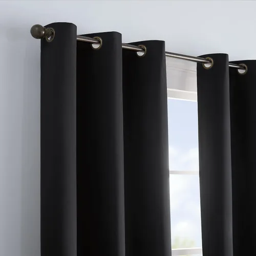 Miniatura 3 de Cortina opaca térmica de microfibra, con ojales Negro