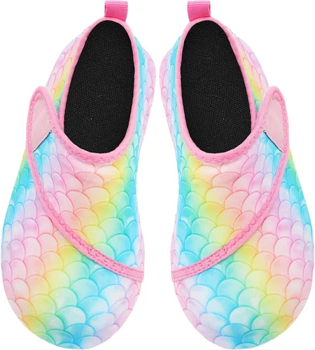 Miniatura 4 de Scurtain - Zapatos acuáticos para niños, calcetines acuáticos de secado rápido con sensación de pies descalzos para niños, niñas y bebés con suela
