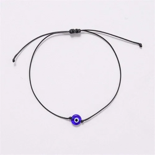 Miniatura 6 de RUIZHEN - Collar con dije plateado con cristal de mal de ojo, con cordón de cuero, collar con ojos azules