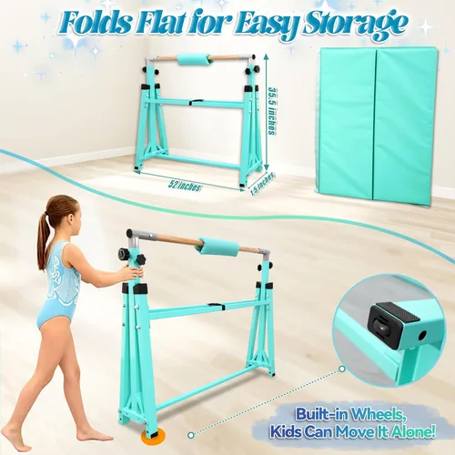 Miniatura 5 de Seliyoo - Barra de gimnasia plegable para niños de 3 a 20 años, barra horizontal de 5 pies/6 pies de largo, altura ajustable, barra de entrenamiento