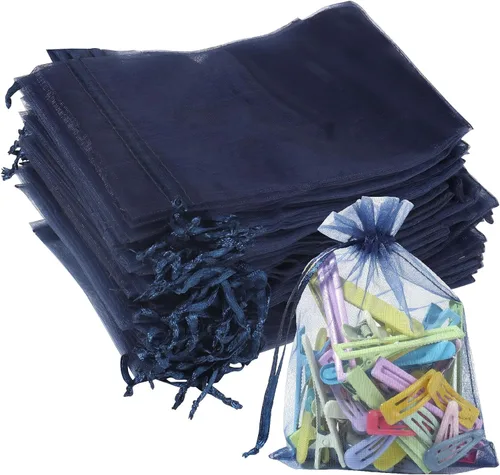 Miniatura 11 de Partyeah 50 bolsas de organza de 4 x 6 pulgadas, pequeñas bolsas de malla para joyas, bolsas con cordón para bolsas de regalo de organza de dulces