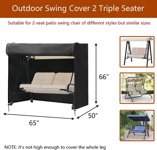Miniatura 3 de FLYMEI Funda de columpio para exteriores, cubierta de hamaca de 2 plazas triples para porche, toldo y otros muebles de patio, impermeable