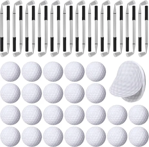 Jspupifip Juego de 48 recuerdos de fiesta de golf, 24 bolígrafos de golf y 24 blocs, notas adhesivas de golf, bolígrafos de palos de golf, recuerdos