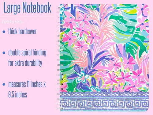 Miniatura 3 de Lilly Pulitzer Cuaderno de espiral de tapa dura, grande, 11" x 9.5", con 160 páginas a rayas, Fue todo un sueño it was all a dream