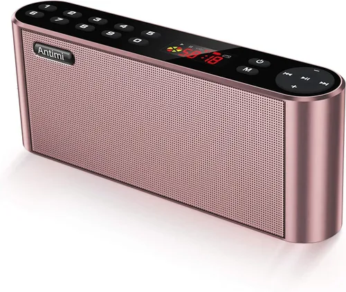 Antimi Altavoz Bluetooth con reproductor de radio FM, reproductor MP3, altavoz estéreo portátil inalámbrico con controladores de altavoces con