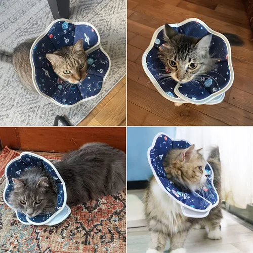 Miniatura 4 de Cono suave para gato, collar ajustable de recuperación de mascotas después de la cirugía para evitar lamer heridas, cono protector para el cuello