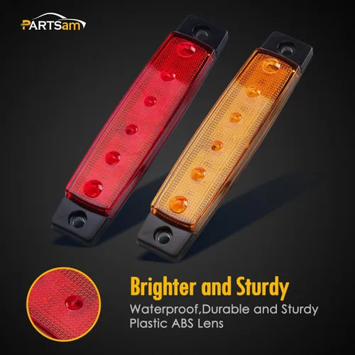 Miniatura 7 de Partsam 20 indicadores de luz LED ámbar y rojo de 3.8 pulgadas [aprobado por DOT] para remolque, camión, caravana, motocicleta, resistente al agua