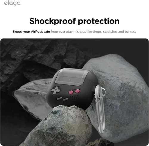 Miniatura 5 de elago AW5 - Funda compatible con AirPods 4 (2024), compatible con AirPods de 4ª generación, funda clásica retro con diseño de consola de juegos Negro