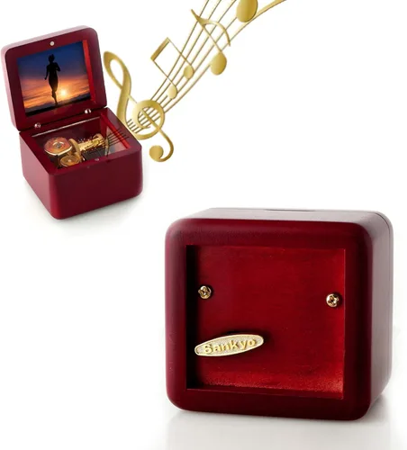 Miniatura 6 de Caja de Música Mini con Marco de Fotos Grabado Láser Caja de Música Vintage de Cuerda, Regalo para el Día de la Madre Día de San Valentín Día