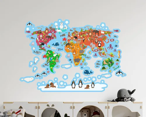 Miniatura 2 de Calcomanía de pared de mapa, decoración de habitación de bebé, calcomanía de vinilo de mapa, calcomanía de mapa para niños, decoración de sala