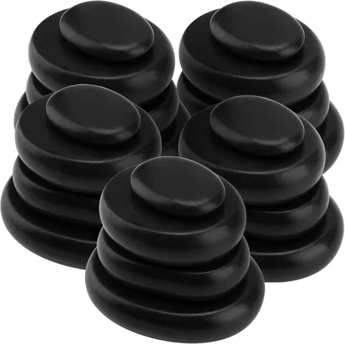 Miniatura 7 de SINJEUN Paquete de 22 piedras de masaje de basalto de 3.5 pulgadas, rocas grandes de masaje de basalto redondas para spa en casa, relajación