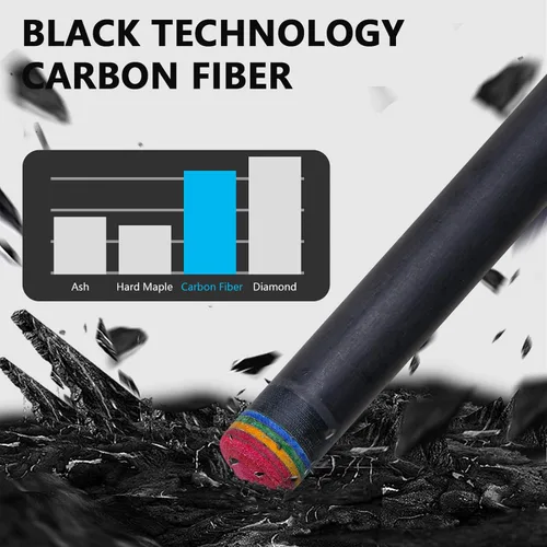 Miniatura 6 de Taco de piscina de fibra de carbono de 0.492 in de baja desviación con tecnología de carbono completo para adultos, Taco de billar profesional