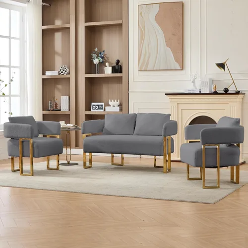 Miniatura 10 de YITAI Sofá Loveseat Moderno Sillas de Acento sin Ruedas, Sillas Laterales para Sala de Estar con Patas de Metal Dorado, Sillones de Lectura