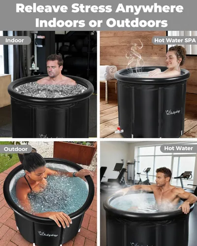 Miniatura 6 de XL - Bañera de hielo para atletas y adultos, bañera de hielo de 105 galones, bañera fría con cubierta para interiores y exteriores, bañera