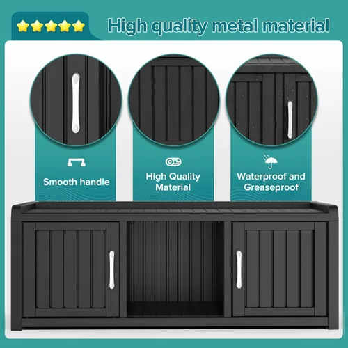 Miniatura 7 de ROJIK Gabinete de zapatos resistente al agua y a los rayos UV, banco de almacenamiento para interior y exterior con estantes ajustables