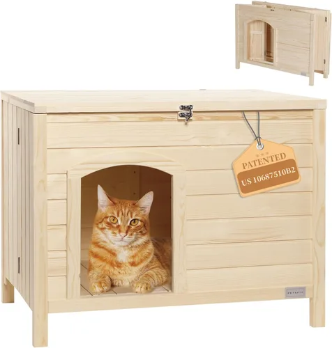 Petsfit Caja de arena plegable, no requiere herramientas para el montaje, caja de arena para gatos, muebles ocultos, se adapta a la mayoría de cajas