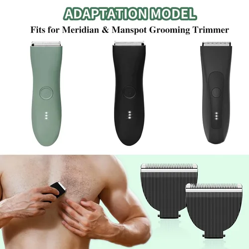 Miniatura 4 de Paquete de 2 cuchillas de repuesto para recortadora Meridian, cuchillas de repuesto higiénicas de cerámica compatibles con Meridian Body Trimmer