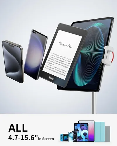 Miniatura 3 de SAIJI Soporte para Tablet, Soporte Ajustable de Altura Extra Kindle, Soporte para iPad de Rotación de 360 Grados, Base de Montaje de Cuna