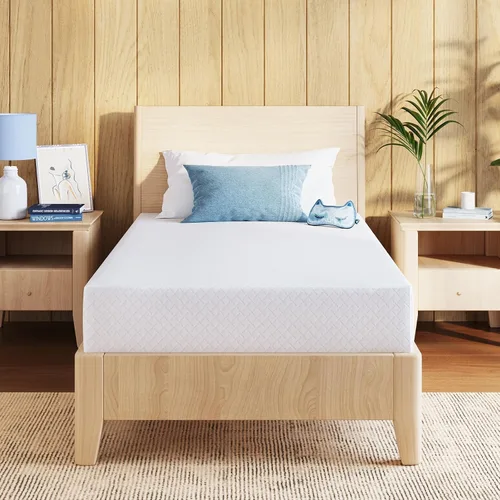 Colchón de espuma viscoelástica de gel de té verde Twin de 6 pulgadas con funda extraíble lavable, firmeza media, cama en una caja, certificado