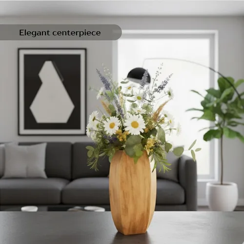 Miniatura 5 de Mela Artisans Jarrón de madera de mango de 12 pulgadas Florero decorativo de madera Granja rústica Medio quemado Centro de mesa para sala