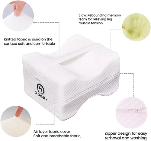 Miniatura 4 de O-DYSSEY Almohada ortopédica de rodilla para personas que duermen de lado, almohada de espuma viscoelástica para aliviar el dolor de cadera, ciática