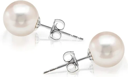 Miniatura 3 de PAVOI Aretes de perlas cultivadas de agua dulce blancas redondas de oro de 14 quilates seleccionados a mano AAA+ Pendientes de perlas para mujer