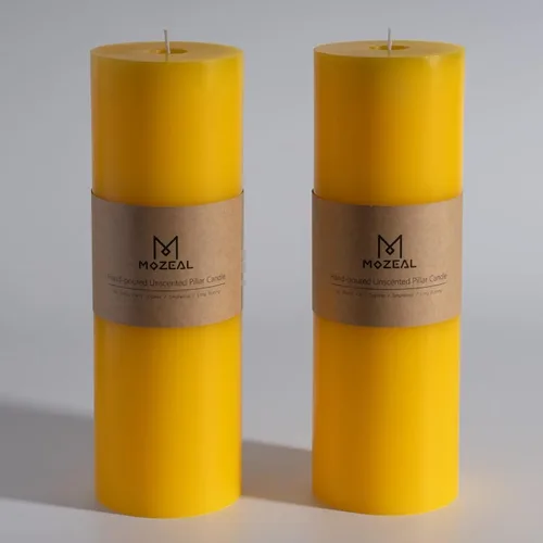 Miniatura 44 de MOZEAL Velas grandes sin perfume vertidas a mano de 3 x 8 pulgadas, sin humo, juego de 2, combustión lenta, sin goteo, aproximadamente 150 horas