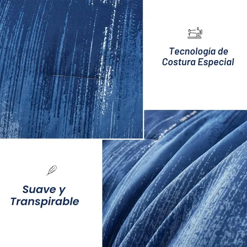 Miniatura 5 de Juego de edredón azul degradado, tamaño Queen, reversible, azul degradado, gris, bohemio, para hombres y mujeres, juego de cama de 8 piezas en una
