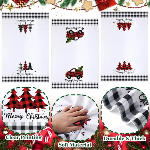 Miniatura 3 de Newwiee Juego de 7 Piezas para Baño de Navidad Decoración de Cortina de Ducha Xmas Cortina de Ducha Alfombras Antideslizantes y Toallas de Cocina 3