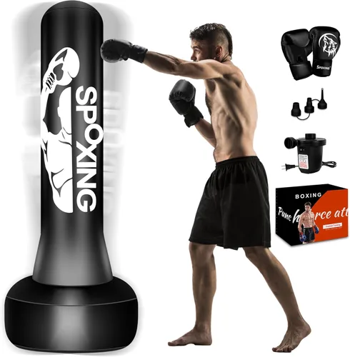 Miniatura 10 de Freestanding Punching Bag for Adult Teens, 70" Heavy Punching Bag with Boxing Gloves and Electric Air Pump for Beginners Kickboxing Training MMA