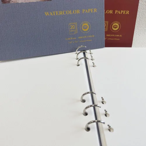 Miniatura 4 de MAIMOUFIN Cuaderno de acuarela, papel de acuarela 100% algodón, 19.3 cm x 19.3 cm, 20 hojas (140 lb/300 g/m²) prensado en frío, cuaderno de bocetos