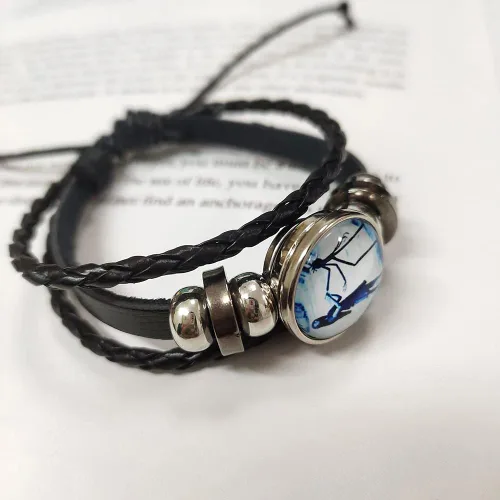 Miniatura 2 de Jack and Sally Pesadilla Antes de Navidad - Pulsera de cuero ajustable tejida a mano con cuentas trenzadas inspiradas a juego para parejas, promesa