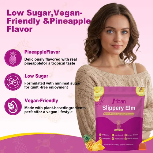 Miniatura 4 de Slippery Elm - Gomitas de humedad probióticas femeninas, equilibrio de pH, flora vaginal, salud del olor con Bacillus coagulans, delicioso sabor a