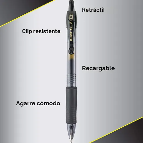 Miniatura 2 de PILOT G2 - Bolígrafos de gel de alta calidad, color negro, punta gruesa de 0.039 pulgadas, recargables y retráctiles, 5 negros y 5 azules, paquete