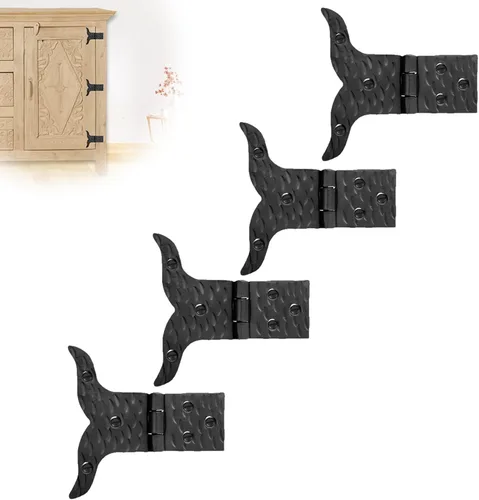 Miniatura 35 de Paquete de 2 bisagras de hierro forjado negro de 9 pulgadas, bisagras decorativas de hierro forjado, bisagras de hierro rústico para persianas