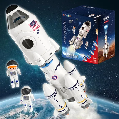 Transbordador espacial, cohete de juguete para niños de 3, 4, 5, 6, 7, 8 y 9 años, juguetes educativos 5 en 1 de ciencia STEM aeroespacial con 2