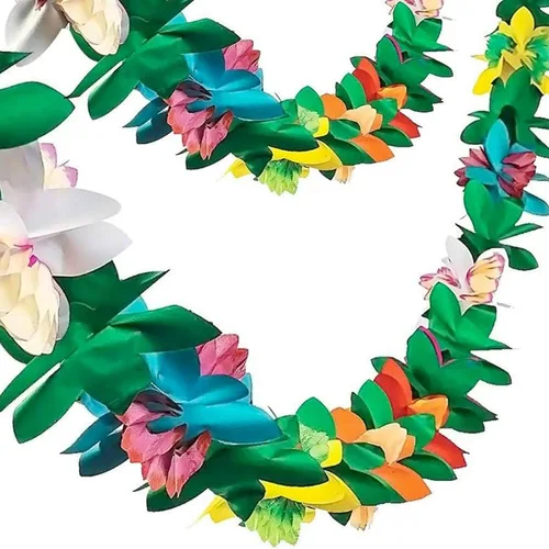 FUTUREPLUSX Paquete de 2 guirnaldas tropicales para decoración de fiesta, papel de seda multicolor de 20 pies, flor de hibisco, pancarta de verano